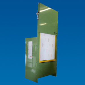 Safety cabin in standing design and integrated machine safety door